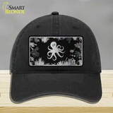 Octopus Black Brushed Chrome Novelty License Plate Hat Unconstructed Cotton / Black