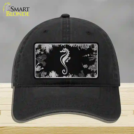 Sea Horse Black Brushed Chrome Novelty License Plate Hat Unconstructed Cotton / Black