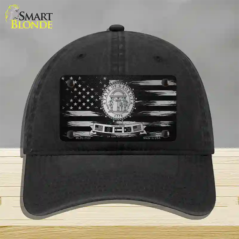 Georgia Carbon Fiber Novelty License Plate Hat Unconstructed Cotton / Black