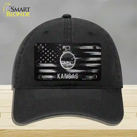 Kansas Carbon Fiber Novelty License Plate Hat Unconstructed Cotton / Black