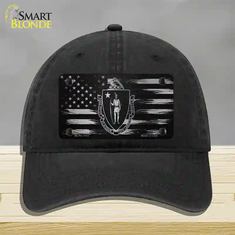 Massachusetts Carbon Fiber Novelty License Plate Hat Unconstructed Cotton / Black