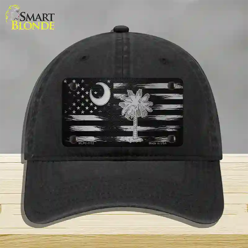 South Carolina Carbon Fiber Novelty License Plate Hat Unconstructed Cotton / Black