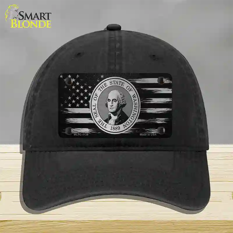 Washington Carbon Fiber Novelty License Plate Hat Unconstructed Cotton / Black