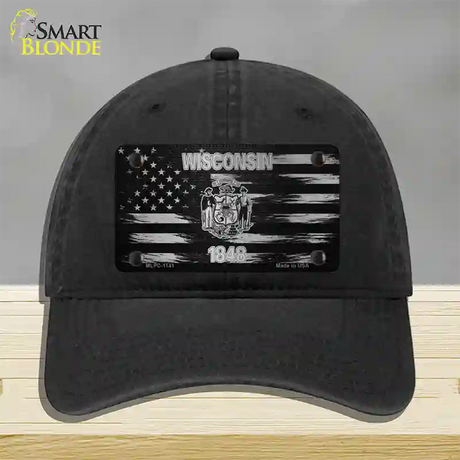 Wisconsin Carbon Fiber Novelty License Plate Hat Unconstructed Cotton / Black