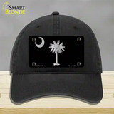 Palmetto Flag Brushed Chrome Novelty License Plate Hat Unconstructed Cotton / Black