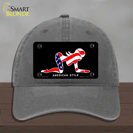 American Style Sexy Flag Pose Novelty License Plate Hat Unconstructed Cotton / Charcoal