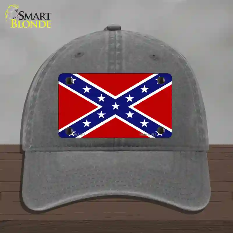 Confederate Flag Novelty License Plate Hat Unconstructed Cotton / Charcoal