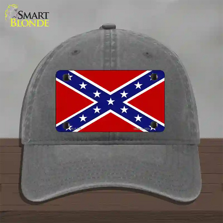 Confederate Flag Novelty License Plate Hat Unconstructed Cotton / Charcoal