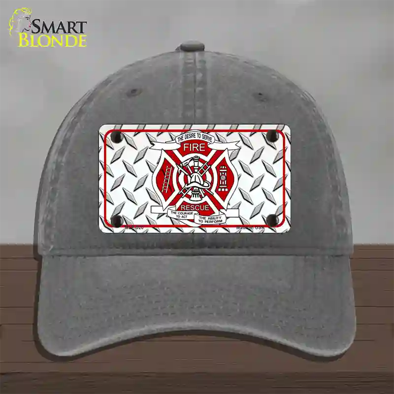 Fire Fighter Rescue Novelty License Plate Hat Unconstructed Cotton / Charcoal