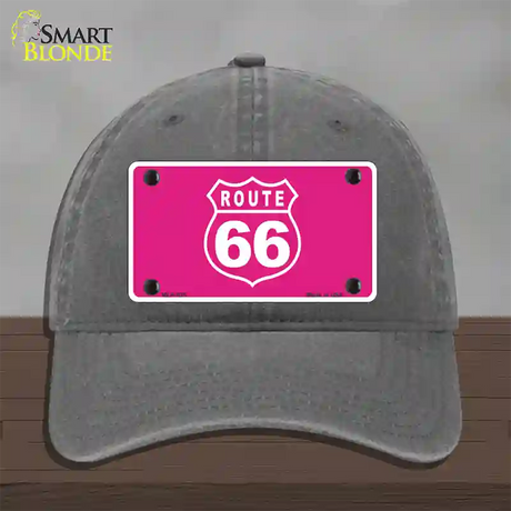 US Route 66 Pink Novelty License Plate Hat Unconstructed Cotton / Charcoal