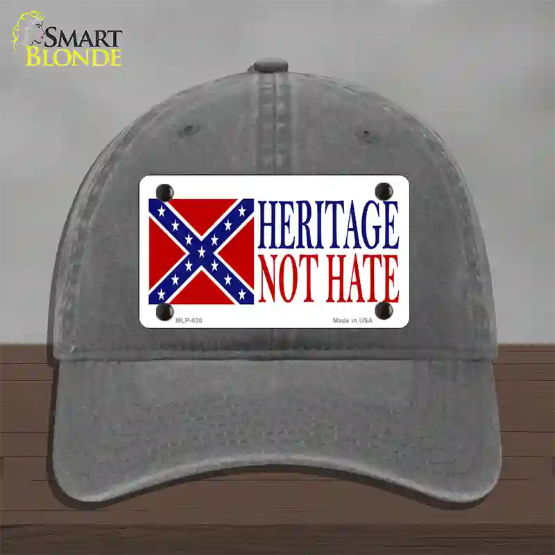 Heritage Not Hate Flag Novelty License Plate Hat Unconstructed Cotton / Charcoal