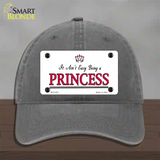 Easy Being A Princess Novelty License Plate Hat Unconstructed Cotton / Charcoal