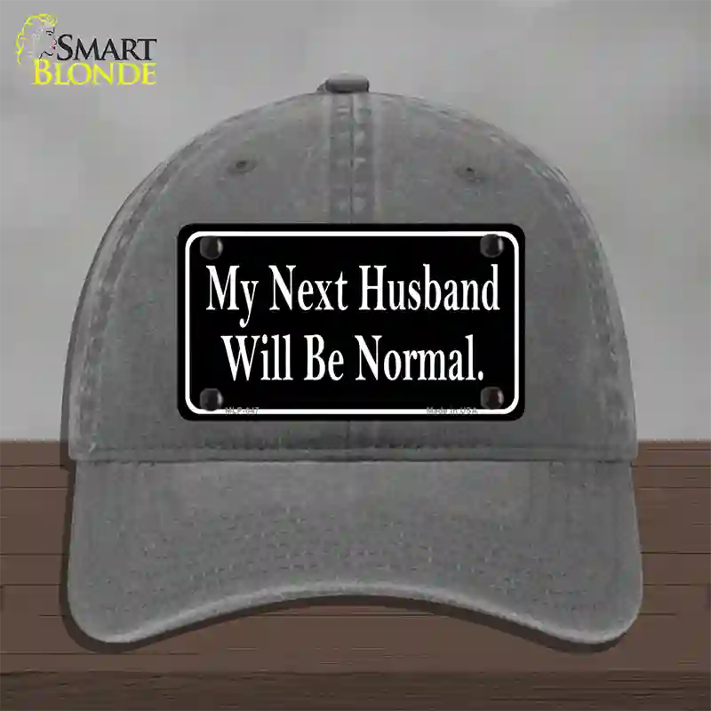 My Next Husband NoveltyNovelty License Plate Hat Unconstructed Cotton / Charcoal