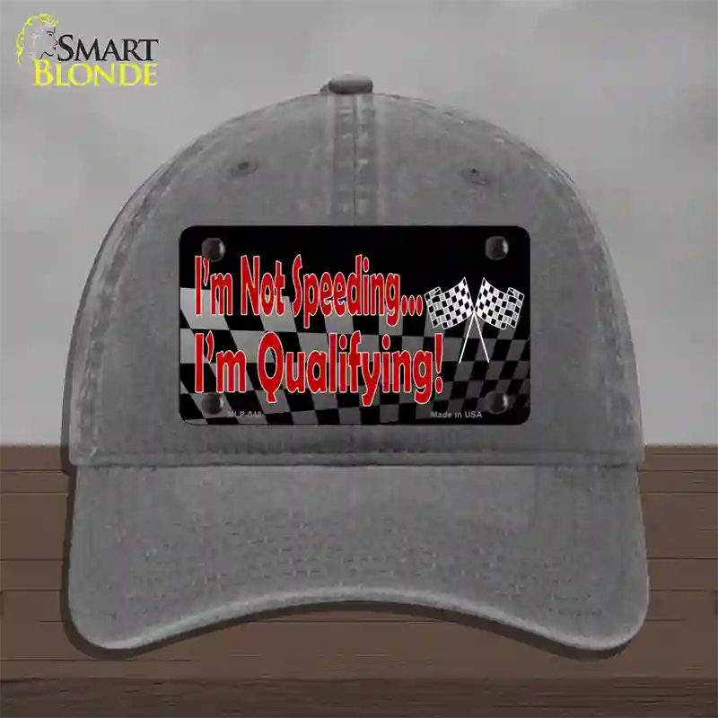 Im Qualifying Novelty License Plate Hat Unconstructed Cotton / Charcoal