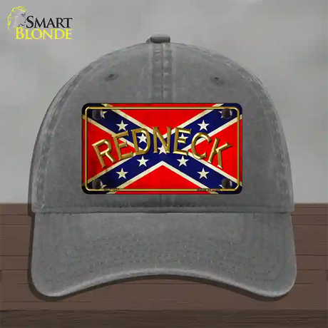 Redneck Confederate Flag Novelty License Plate Hat Unconstructed Cotton / Charcoal