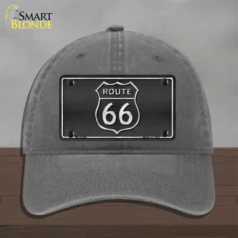 Route 66 Shield Black Novelty License Plate Hat Unconstructed Cotton / Charcoal