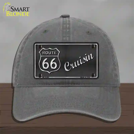 Route 66 Cruisin Novelty License Plate Hat Unconstructed Cotton / Charcoal