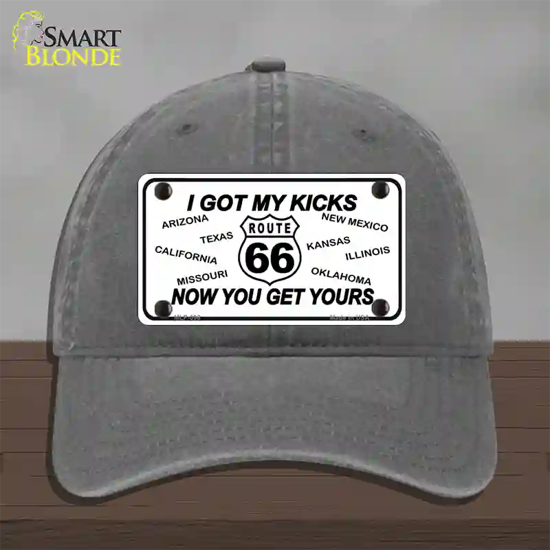 I Got My Kicks Novelty License Plate Hat Unconstructed Cotton / Charcoal