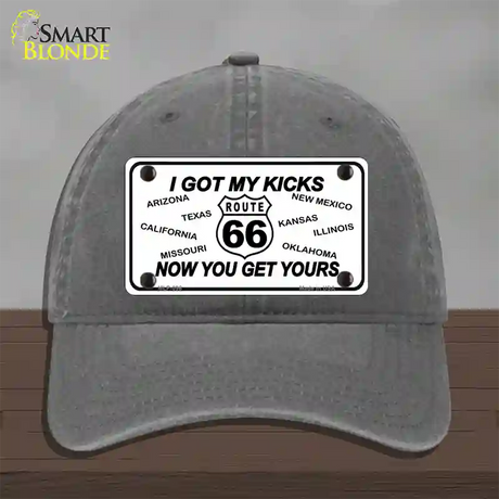 I Got My Kicks Novelty License Plate Hat Unconstructed Cotton / Charcoal