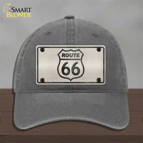 Route 66 Shield White Novelty License Plate Hat Unconstructed Cotton / Charcoal