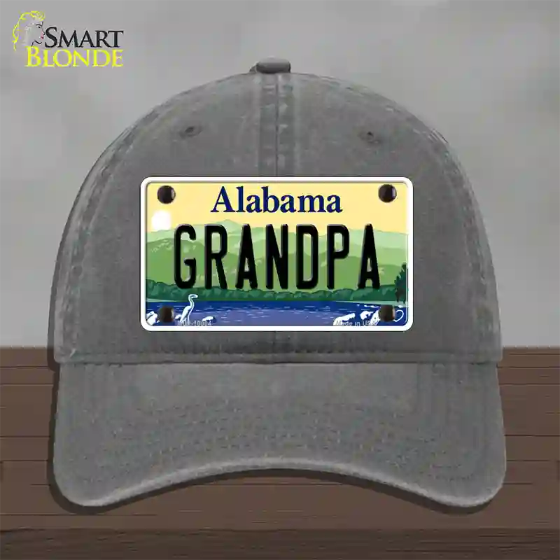 Grandpa Alabama Novelty License Plate Hat Unconstructed Cotton / Charcoal