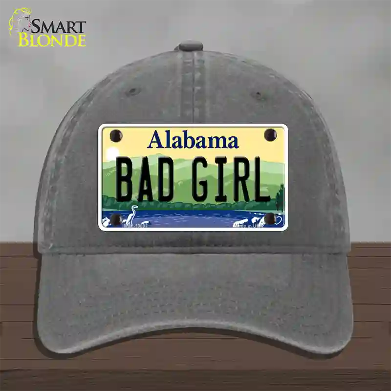 Bad Girl Alabama Novelty License Plate Hat Unconstructed Cotton / Charcoal