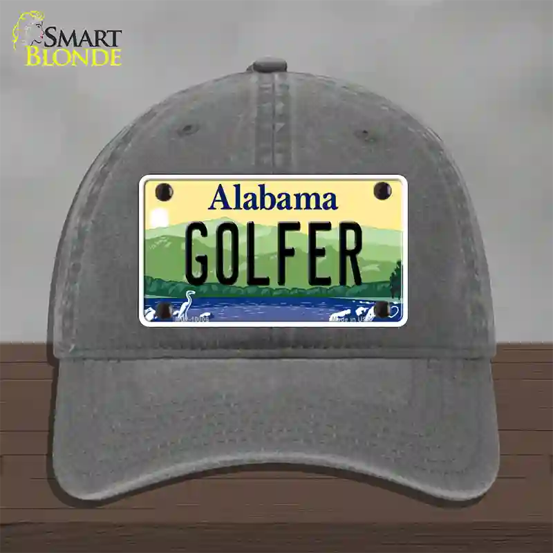 Golfer Alabama Novelty License Plate Hat Unconstructed Cotton / Charcoal