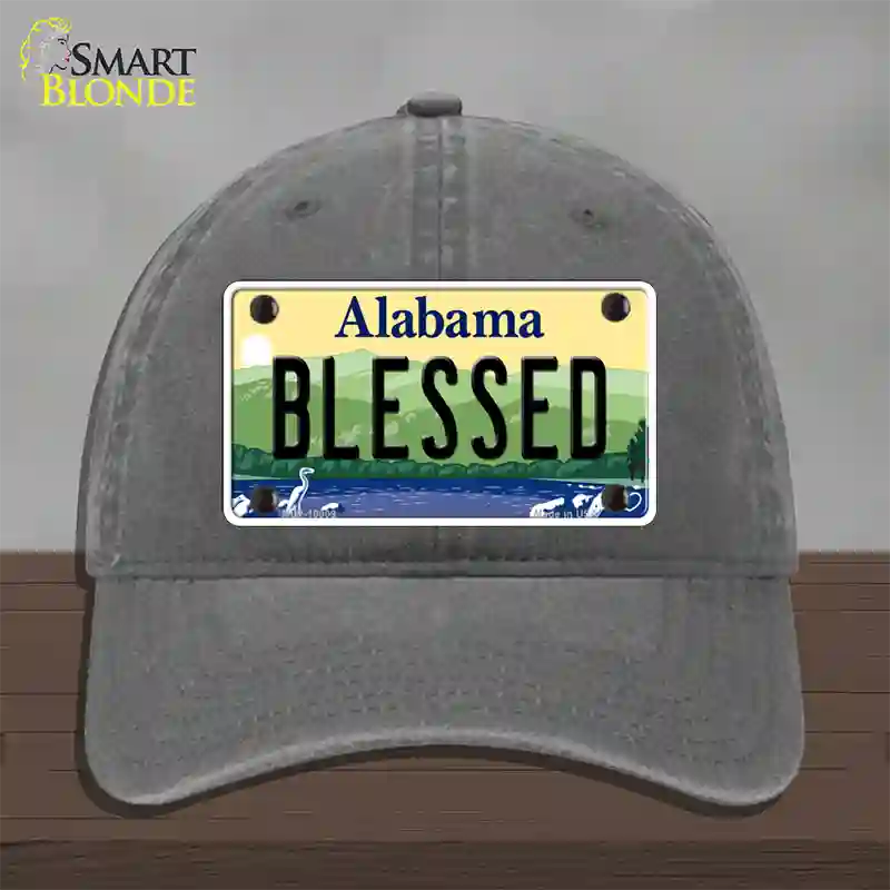 Blessed Alabama Novelty License Plate Hat Unconstructed Cotton / Charcoal