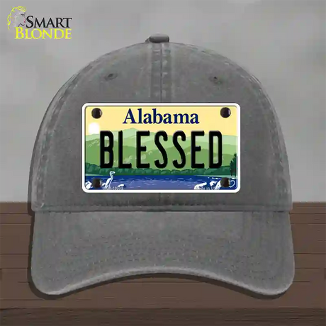 Blessed Alabama Novelty License Plate Hat Unconstructed Cotton / Charcoal