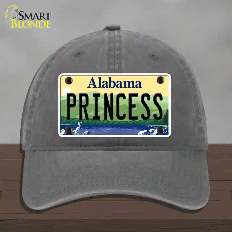 Princess Alabama Novelty License Plate Hat Unconstructed Cotton / Charcoal