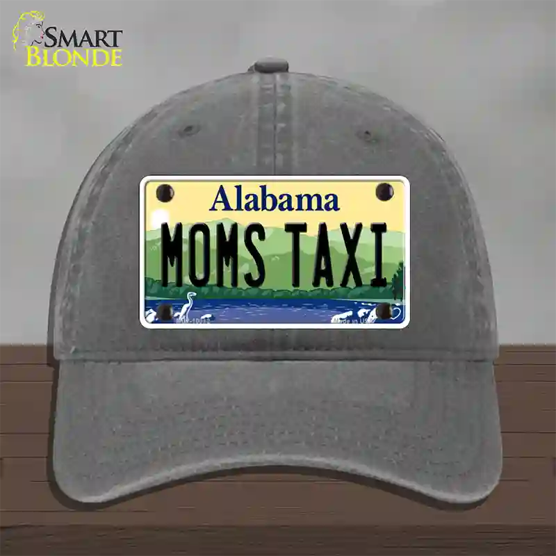 Moms Taxi Alabama Novelty License Plate Hat Unconstructed Cotton / Charcoal