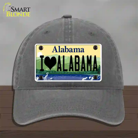 I Love Alabama Novelty License Plate Hat Unconstructed Cotton / Charcoal