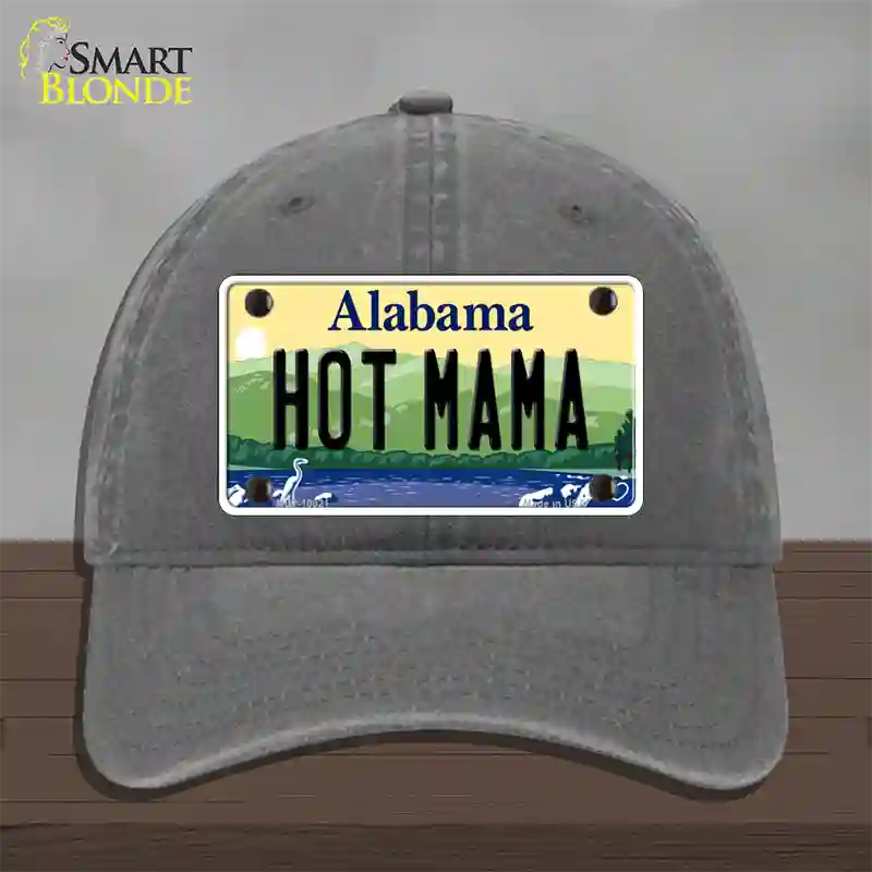 Hot Mama Alabama Novelty License Plate Hat Unconstructed Cotton / Charcoal