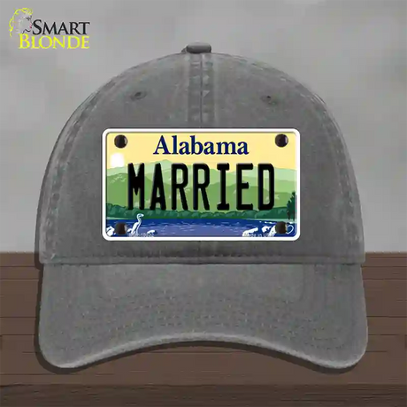 Married Alabama Novelty License Plate Hat Unconstructed Cotton / Charcoal