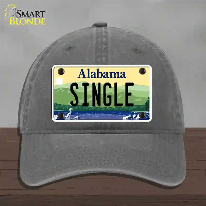 Single Alabama Novelty License Plate Hat Unconstructed Cotton / Charcoal