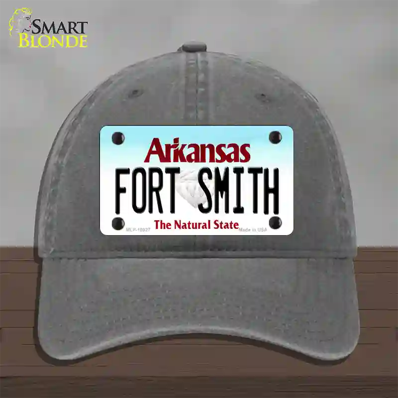 Fort Smith Arkansas Novelty License Plate Hat Unconstructed Cotton / Charcoal