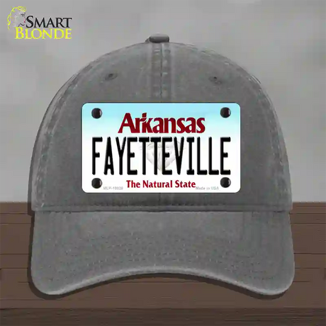 Fayetteville Arkansas Novelty License Plate Hat Unconstructed Cotton / Charcoal