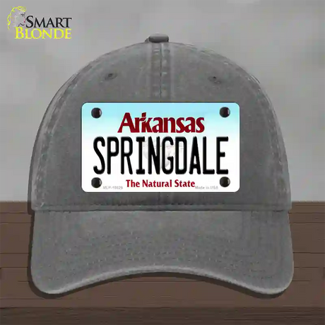 Springdale Arkansas Novelty License Plate Hat Unconstructed Cotton / Charcoal