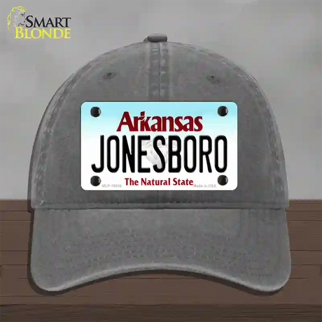 Jonesboro Arkansas Novelty License Plate Hat Unconstructed Cotton / Charcoal