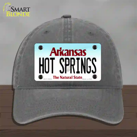 Hot Springs Arkansas Novelty License Plate Hat Unconstructed Cotton / Charcoal