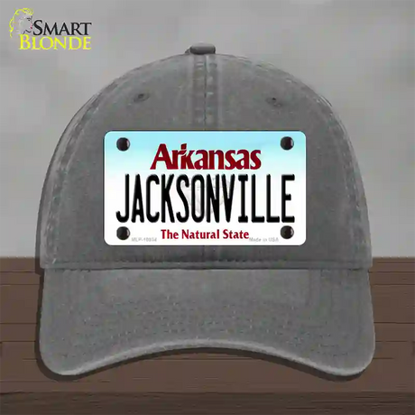 Jacksonville Arkansas Novelty License Plate Hat Unconstructed Cotton / Charcoal