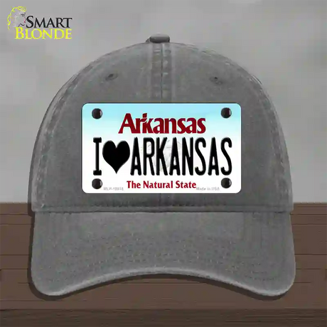 I Love Arkansas Novelty License Plate Hat Unconstructed Cotton / Charcoal