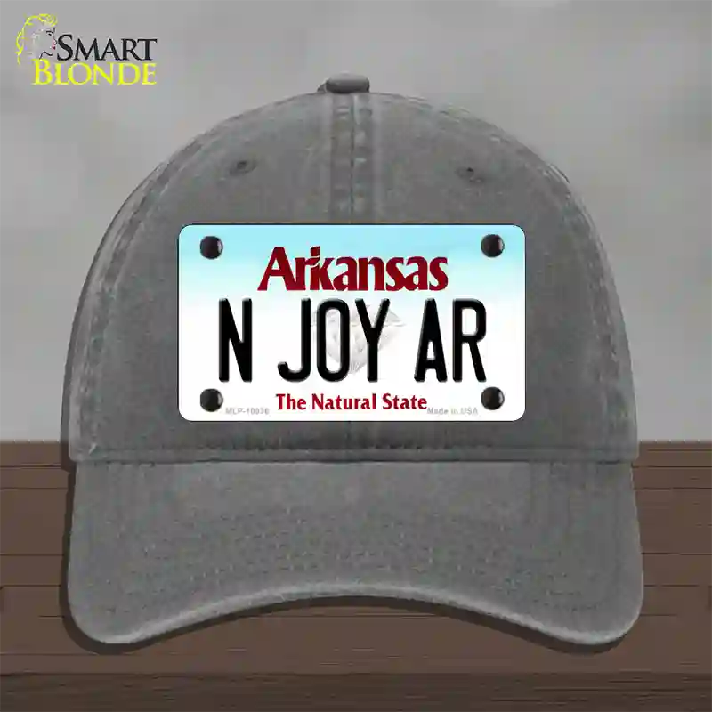 N Joy AR Arkansas Novelty License Plate Hat Unconstructed Cotton / Charcoal