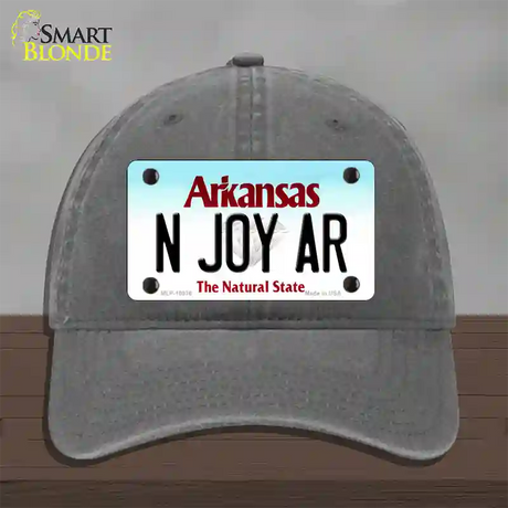 N Joy AR Arkansas Novelty License Plate Hat Unconstructed Cotton / Charcoal