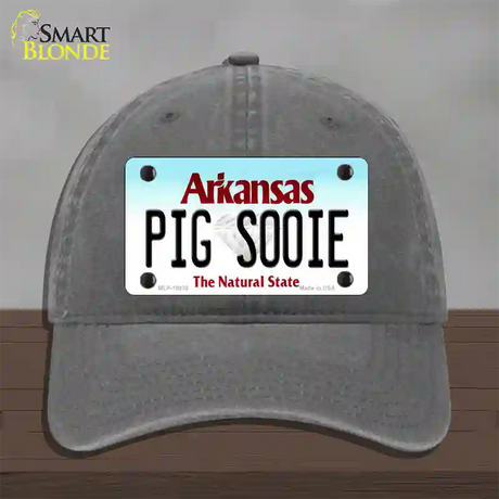 Pig Sooie Arkansas Novelty License Plate Hat Unconstructed Cotton / Charcoal