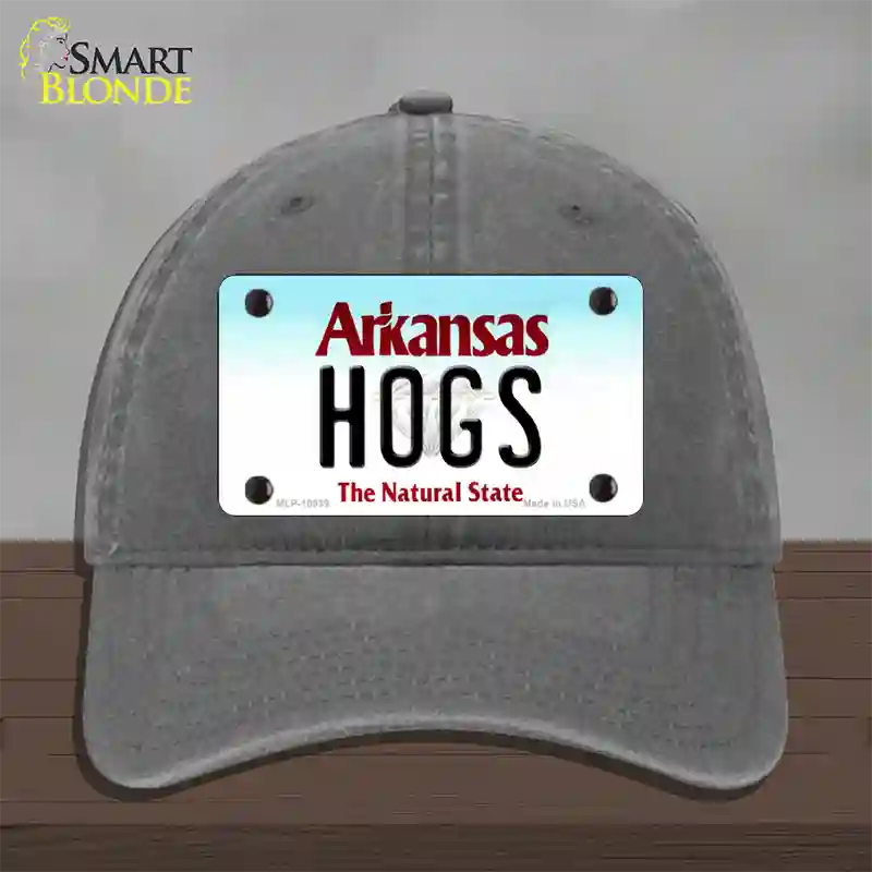 Hogs Arkansas Novelty License Plate Hat Unconstructed Cotton / Charcoal