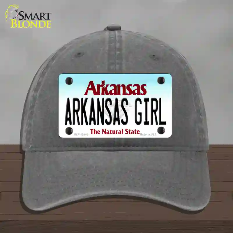 Arkansas Girl Arkansas Novelty License Plate Hat Unconstructed Cotton / Charcoal