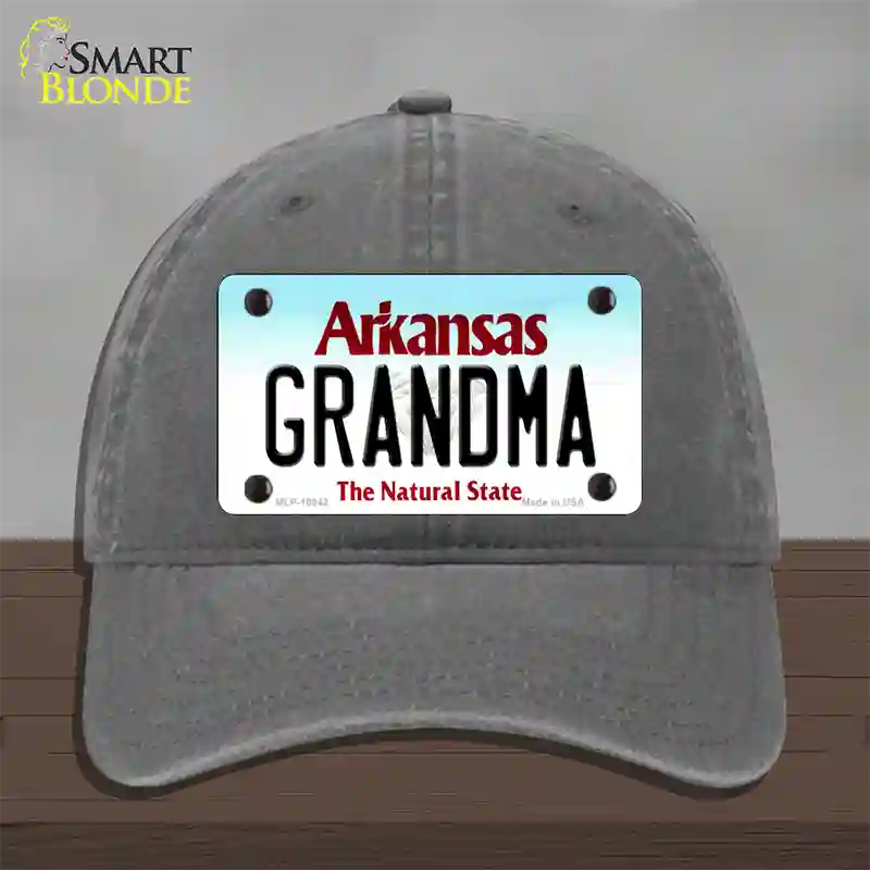 Grandma Arkansas Novelty License Plate Hat Unconstructed Cotton / Charcoal