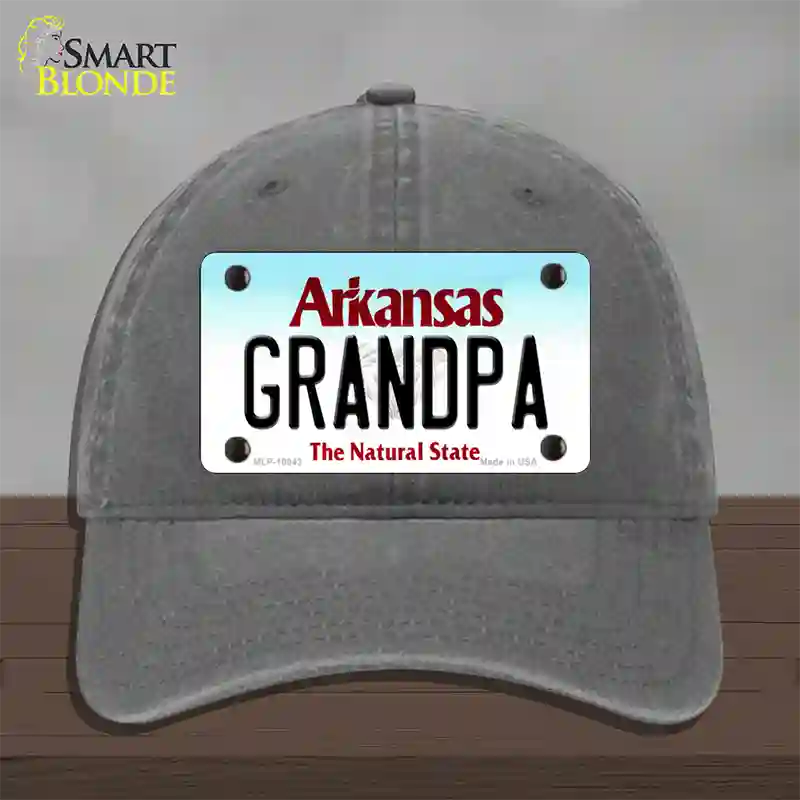 Grandpa Arkansas Novelty License Plate Hat Unconstructed Cotton / Charcoal