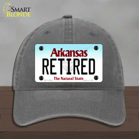 Retired Arkansas Novelty License Plate Hat Unconstructed Cotton / Charcoal